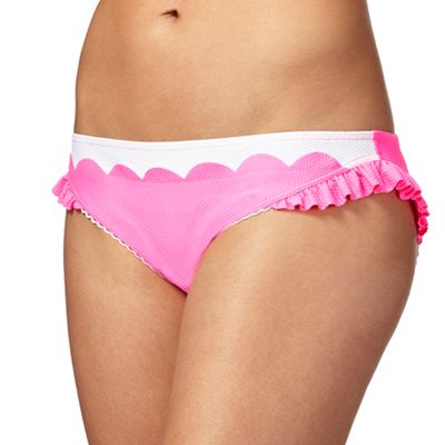 Pink scalloped trim bikini bottoms